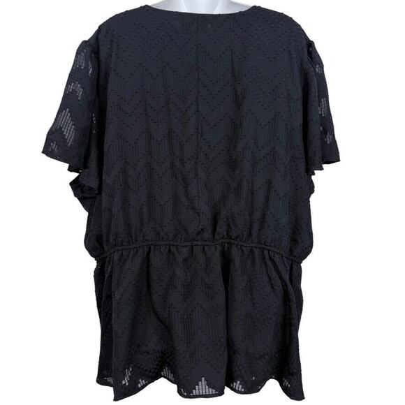 Lane Bryant Womens Black Short Sleeve Peplum Textured V-Neck Shirt Top NWT 26/28 - Picture 12 of 16